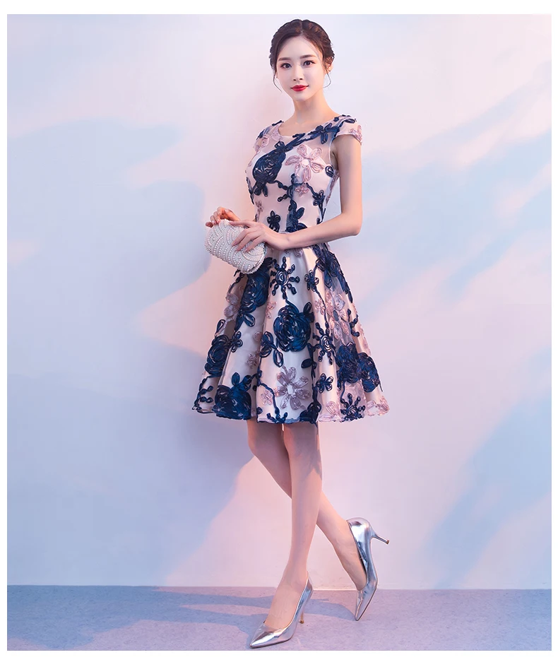 Robe de soiree 2019 New Elegant Formal Embroidery Short Prom Dresses Evening Dresses Vestido De Festa Party Dresses Prom Gown