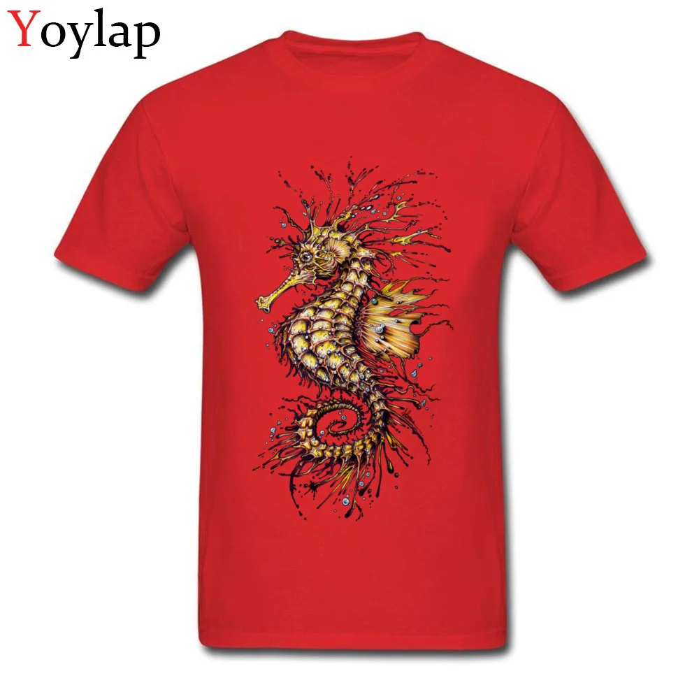 100% Cotton Tops Tees SEAHORSE for Boys Printed T Shirt Summer 2017 Fashion Round Neck Short Sleeve Tee-Shirt Top Quality red