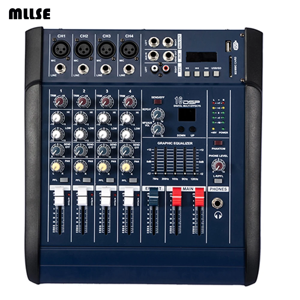 4 Channel Powered Mixing Console DJ Audio Mixer PMX402 Amplifier