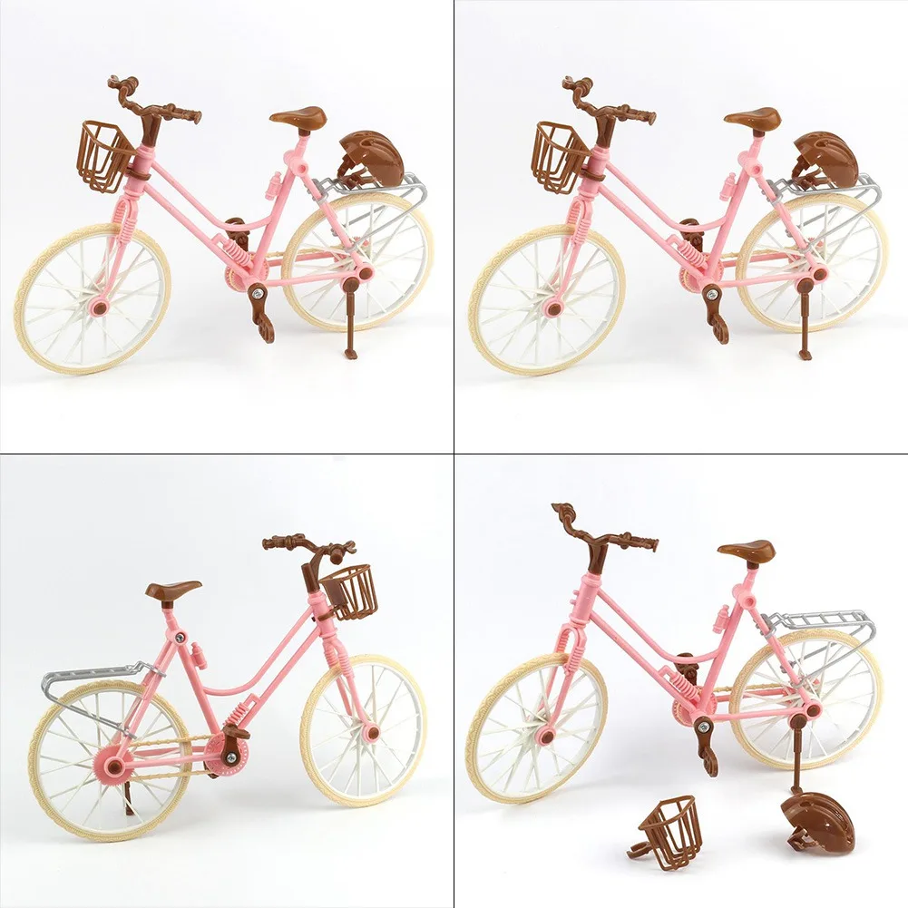 Высокое качество красивый велосипед Мода съемный розовый велосипед с коричневым пластиком шлем аксессуары