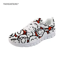 Twoheartsgirl милый мультипликационный персонаж кроссовки для Для женщин дышащий Для женщин Туфли без каблуков прогулочная обувь; удобная женская обувь со шнуровкой