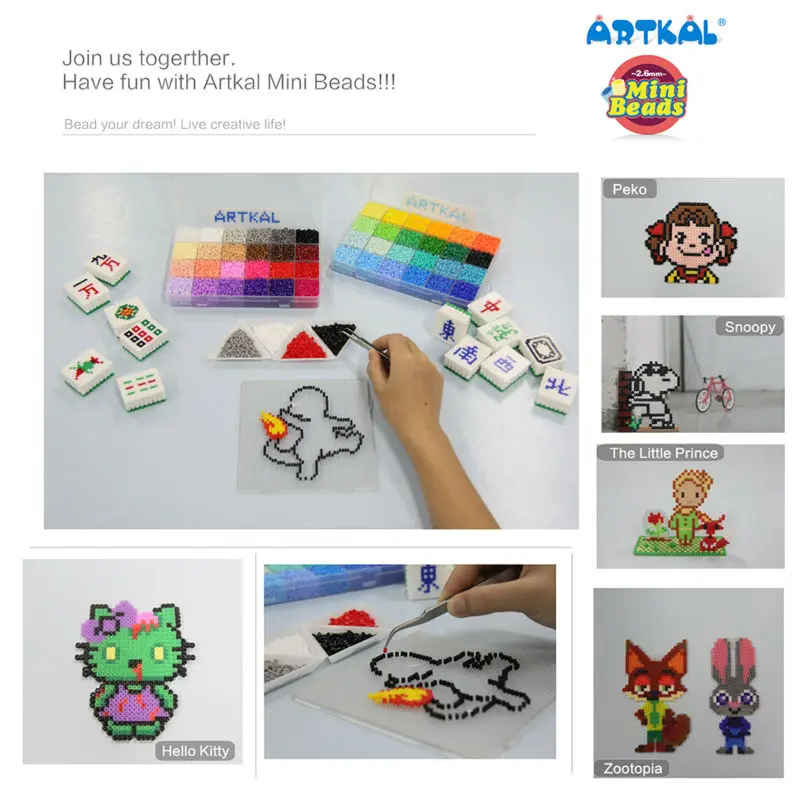 48 цветов бисер artkal A-2.6mm Perler бисер Diy пиксель искусство ручной работы творческие ювелирные изделия подарок CA48