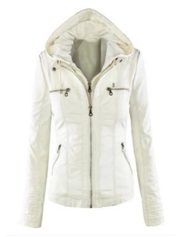 Зимняя женская куртка, готический стиль, теплая, с капюшоном, с длинным рукавом, женская верхняя одежда, пальто, осенняя одежда, топы, jaquetas feminina - Цвет: Белый
