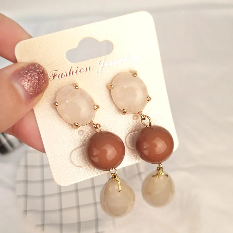 GuanLong Trendy Long Metal Dangle Big Round Resin Fashion Earring for Women Geometric Acrylic Drop Earrings Jewelry Brincos 2019 (3)