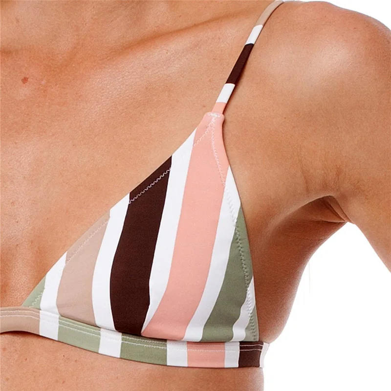 

Newly Women Split Swimwear Striped Sling Bikini Briefs Swimsuits for Swim FMS19