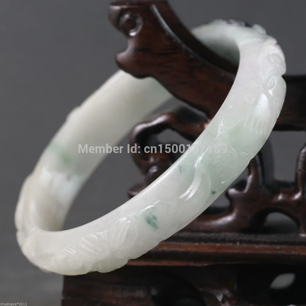 

xd 001940 Pure natural jade hand-carved bracelet,beautiful flower bangle