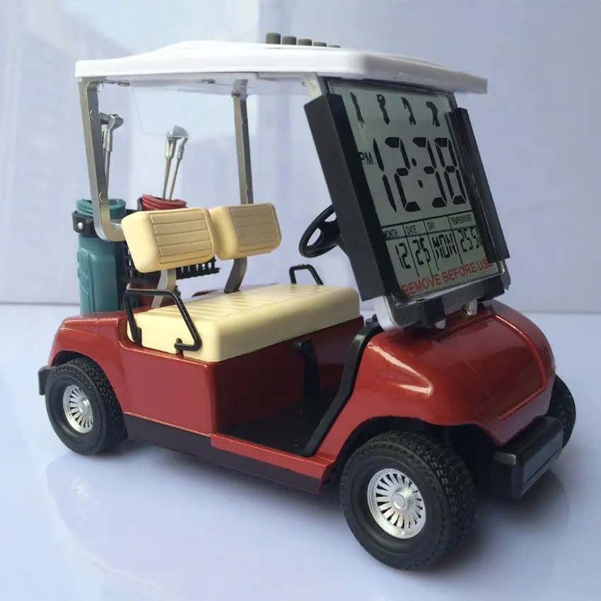 

Miniature Golf Cart With Transparent LCD Digital Alarm Clock LCD Calendar for Christmas gift