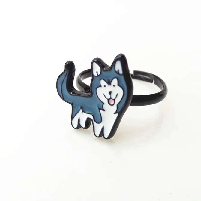 Новые эмалированные милые бултерьерные Регулируемые кольца с животными для