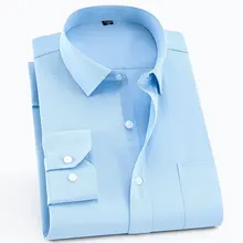 Модные мужские рубашки размера плюс 6XL, саржевая рубашка с длинным рукавом, легкая в уходе, приталенная, деловая, официальная, мужская, рабочая рубашка с нагрудным карманом