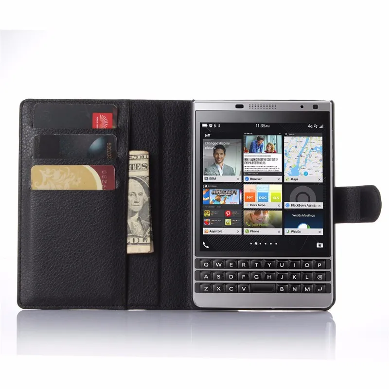 Luxury Wallet PU Leather Case Cover For Blackberry Passport Silver Edition SE Flip Protective Cell Phone Shell Back Cover Bag (4)