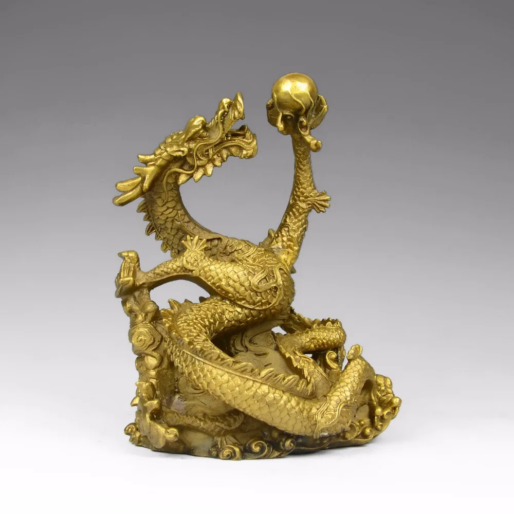 antique antiques chinese brass carre Carve Zodiac dragon statuein