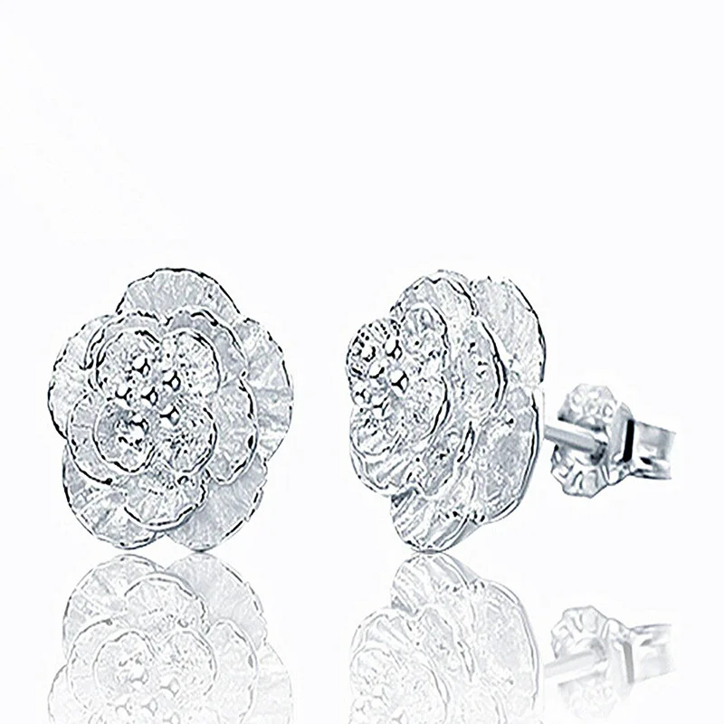 

2019 Sale Real Earing Earings Korean Fashion Elegant Cherry Blossom Love Ear Nails Plum Earrings Jewelry Factory Wholesale