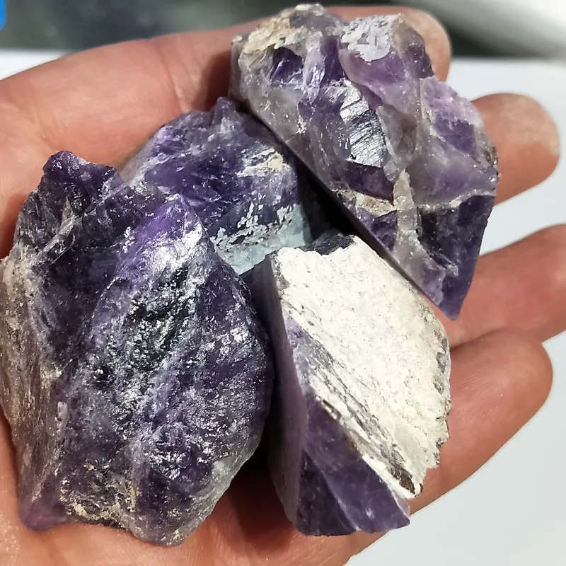 

4pcs natural amethyst quartz purple crystal ametrine raw stone gravel specimen reiki healing Rock Quartz minerals decor 30-40mm