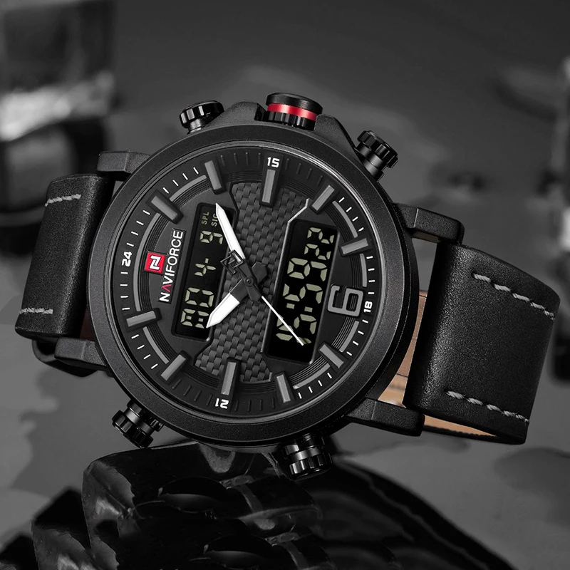 Часы NAVIFORCE мужские кварцевые цифровые водонепроницаемые|Кварцевые часы| |