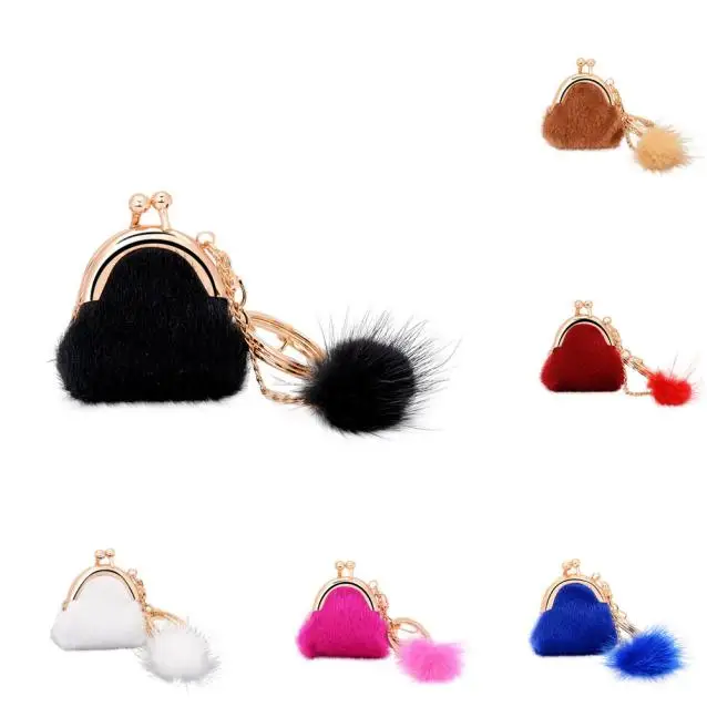 

Bling-world Rabbit Fur Ball Plush Car Keychain Handbag Key Ring Key Pendant chaveiro AU31