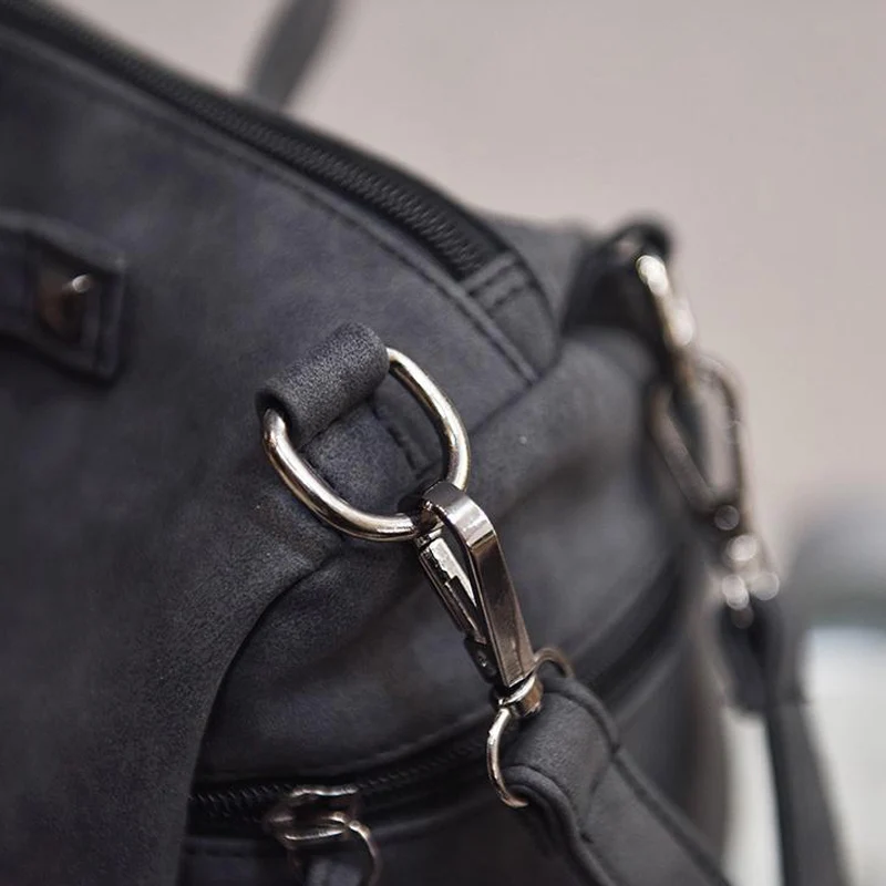 Women Shoulder Bag PU Leather Vintage Female Top-handle Bags Rivet Design Large Ladies Pompon Handbags Girls Bags Bolsa SS0344 (15)