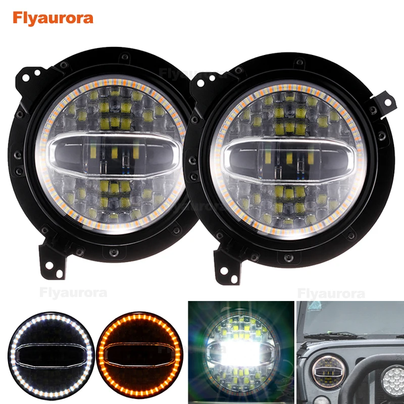 

2019 new 7 Inch Round LED Headlight 108w with DRL + 7" round led headlight bracket ring motorcycle for jeep Wrangler