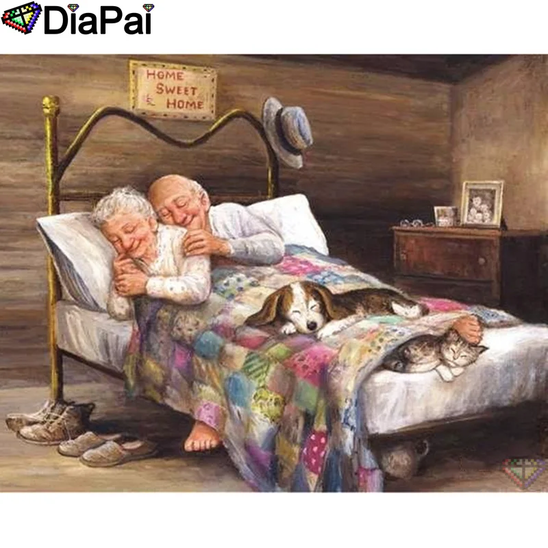 

DIAPAI 100% Full Square/Round Drill 5D DIY Diamond Painting "Old man sleeping" Diamond Embroidery Cross Stitch 3D Decor A20592