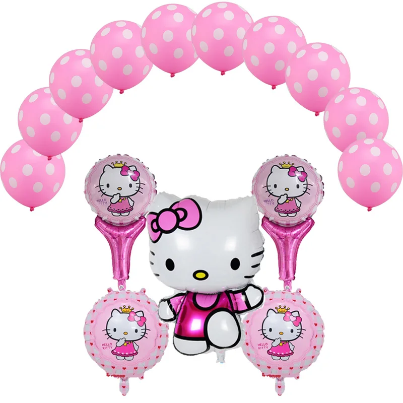 

15pcs/set hello kitty Foil Balloons star heart 2.8g latex Balloon birthday party decorations kids toy Supplies KT globos