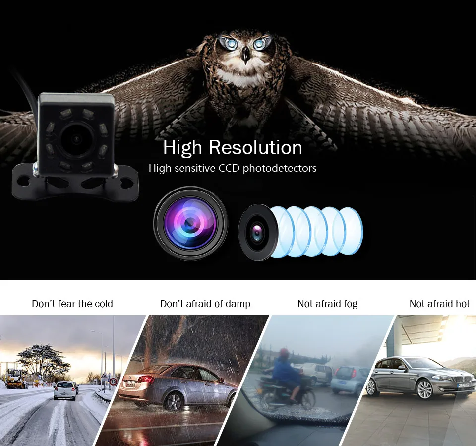 REDPRO мини Автомобильная камера заднего вида 8 светодиодный ночного видения автомобильная парковочная помощь Водонепроницаемая универсальная резервная обратная парковочная HD камера