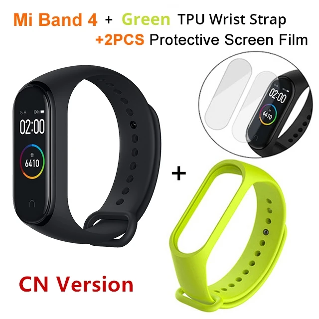 New Original Xiaomi Mi Band 4 Smart Color Screen Bracelet Heart Rate Fitness Bluetooth 5.0 Swimming Waterproof Sports Band - Color: miband4 N GreenStrap