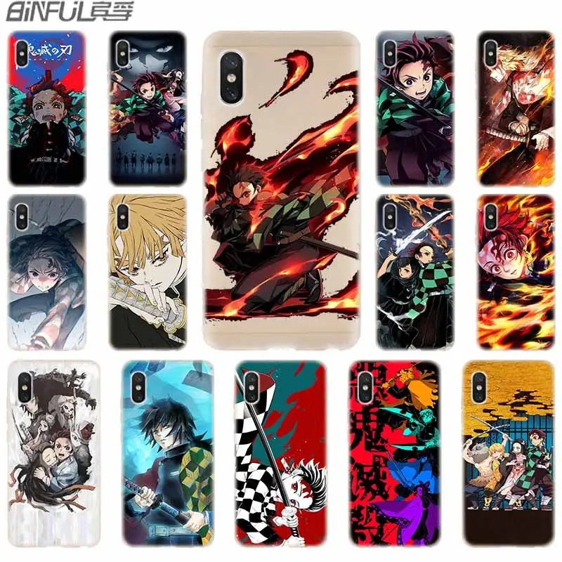 

cover soft Silicone TPU Case For Xiaomi Xiaomi Mi 5X 9 8 A2 Lite 6X F1 Mix 2s Max3 Redmi Note 7 Go Demon Slayer Kimetsu no Yaiba