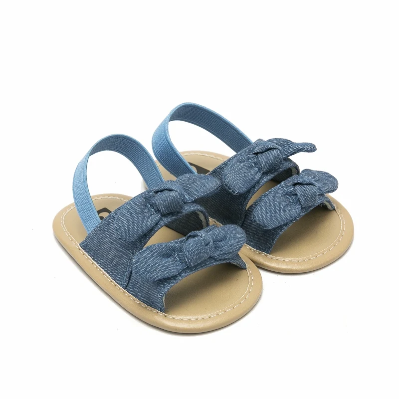 New Blue Denim Lovely Bow Baby Girls Sandals Summer Shoes Toddler