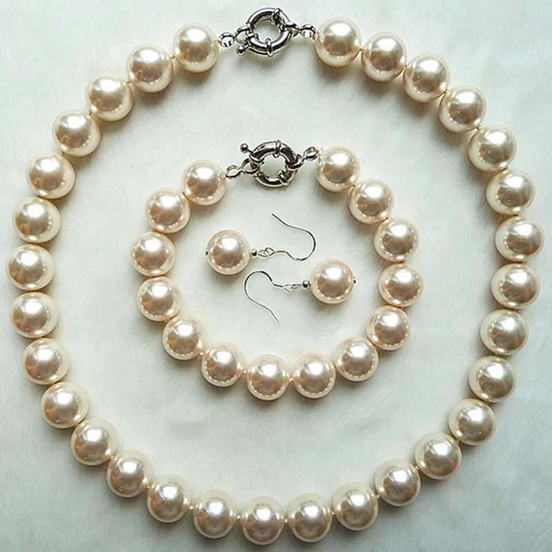 

NEW Boutique fashion lady 12MM white pearl jewelry set- 15646