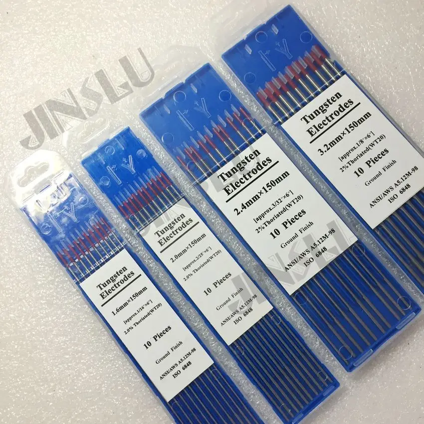 

FREE SHIPPING 2% red tip WT20 Thorium Tungsten electrode1.6 2.0 2.4 3.2*150mm (40PCS) for TIG welding