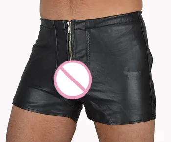 

Sexy lingerie plus size underwear men zipper boxer shorts open crotch gay mens faux leather sexy underpants sleepwear lingerie