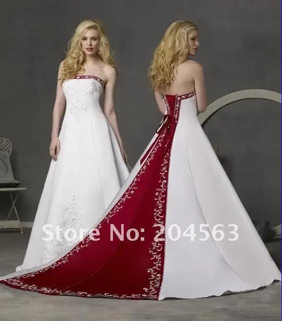 trouwjurk met rood trouwjurk met rood