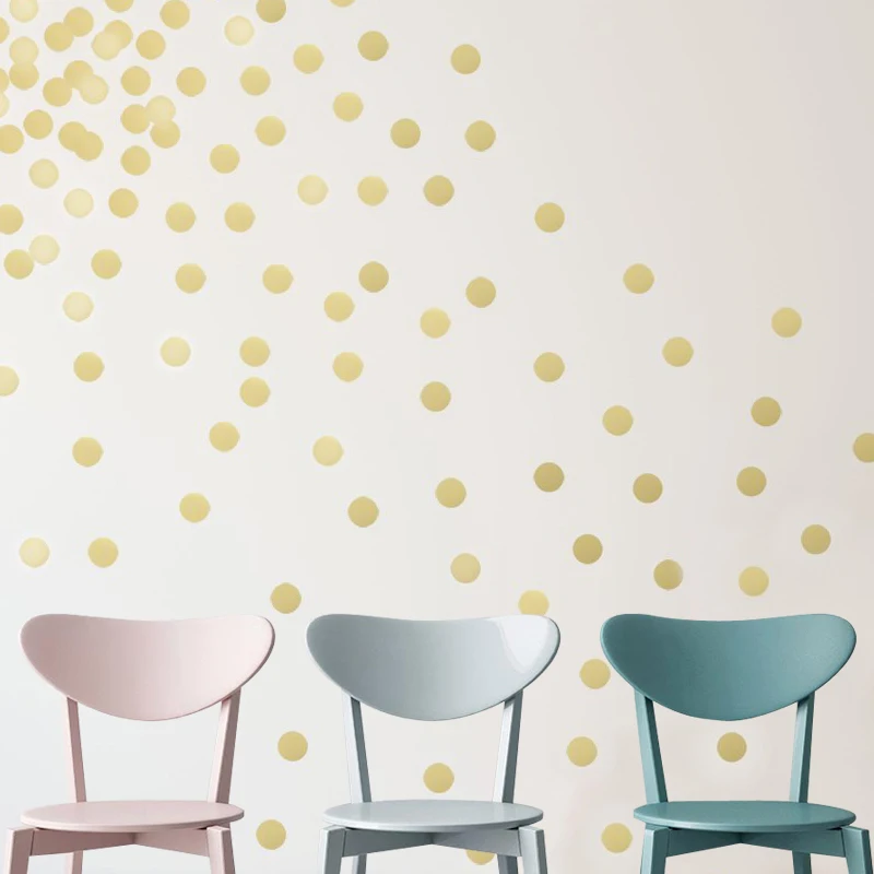 Removable Peel and Stick Gold Metallic Vinyl Polka Dot Round Circle