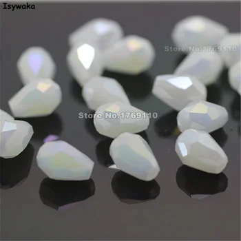 

Isywaka 70pcs Non-hyaline White AB Color 5*7mm Faceted Teardrop Beads Austria Crystal Beads charm Glass Beads Loose Spacer Bead