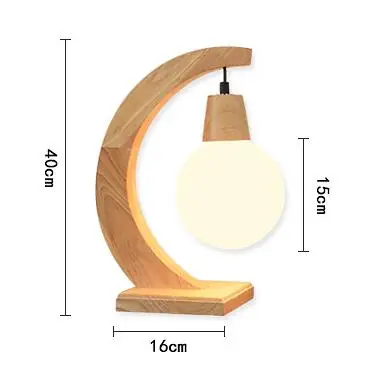 Простой деревянной стекла, настольные лампы Nordic искусство прикроватная тумбочка для спальни лампы деревянный шар лампа творческая