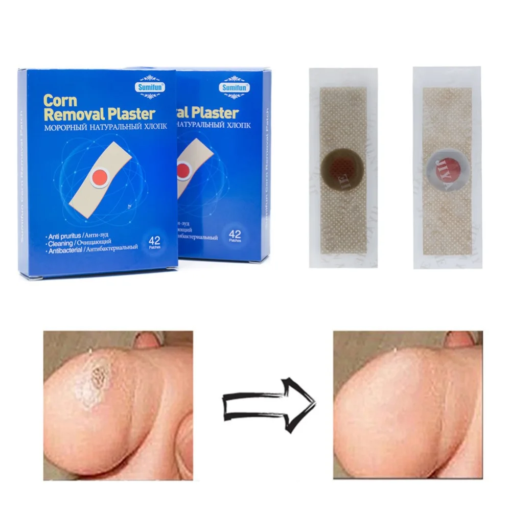 Sumifun 42Pcs/Box Foot Corn Removal Callus Remover Health Care Patch for Relieving Pain Foot Massager #276002