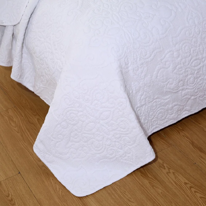 CHAUSUB однотонный комплект вышитых одеял 3 шт. хлопковое бельё мягкое одеяло ed покрывало King size Франция постельные принадлежности