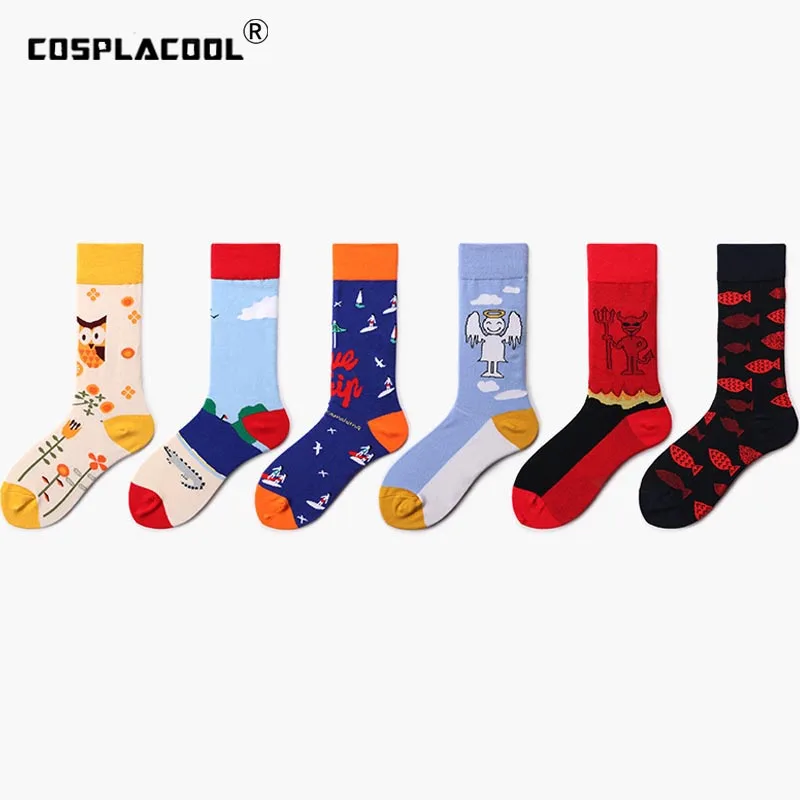 Креативные забавные Женские носочки с героями мультфильмов новые женские носки Skarpetki японский жаккард Skarpety Art абстрактная картина маслом Sokken