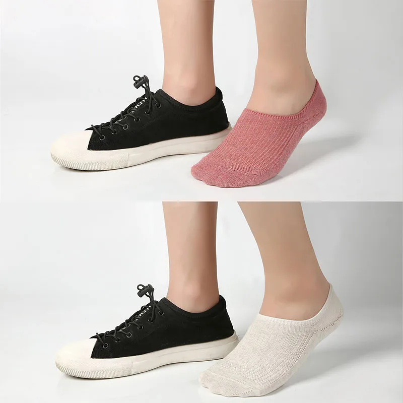 Women Soild Color Sock Slippers Summer New Cute Solid Invisible Non-slip Low Cut Socks Casual Cotton Breathable Ankle Boat Socks