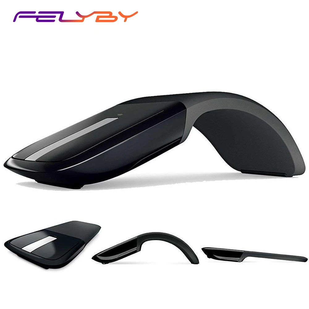 

FELYBY K2 Folding Mouse Arc Touch Wireless Mouse Optical Mice with USB Receiver Bending Start Flat Close for Notebook/Laptop