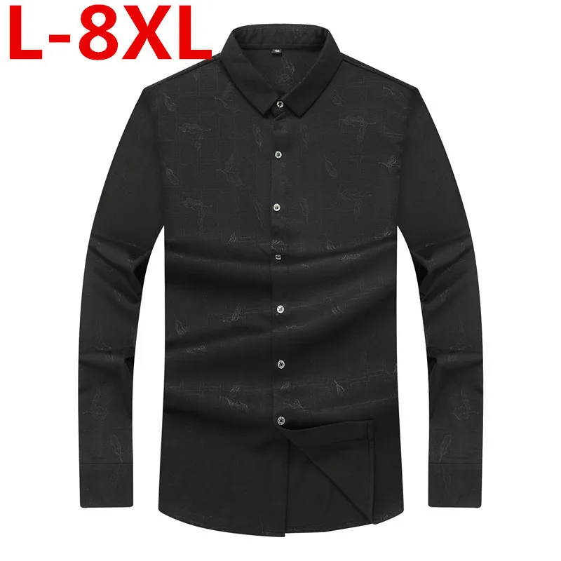 big size 8XL 7XL 6XL New 2017 Spring Autumn Cotton Dress Shirts High Quality Mens Casual Shirt Men Slim Fit Social | Мужская одежда