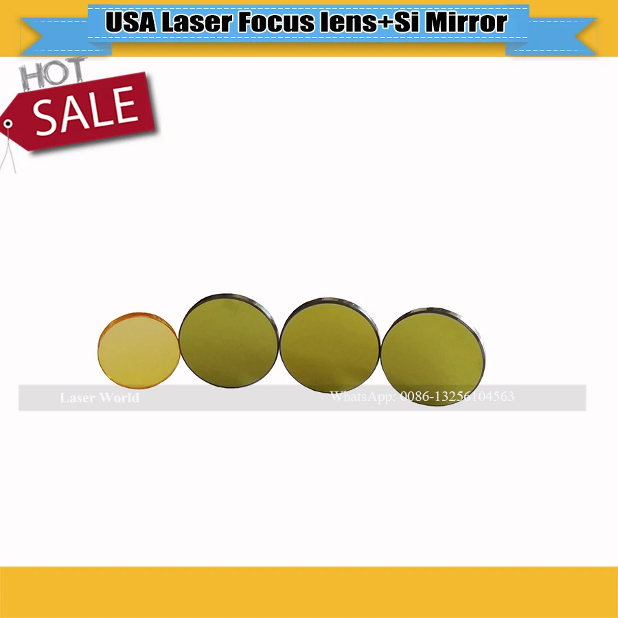 

1 PCS Co2 Laser Lens USA Focus Lens ZnSe Dia 20mm FL 63.5mm + 3 PCS Si Reflective Mirrors 25mm Dia Free shipping
