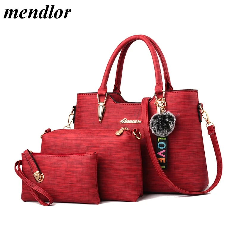 

Luxury Women PU Leather Handbags Large Capacity Ladies Tote Shoulder Bags Designer 3 Pieces Set Crossbody Bags Female