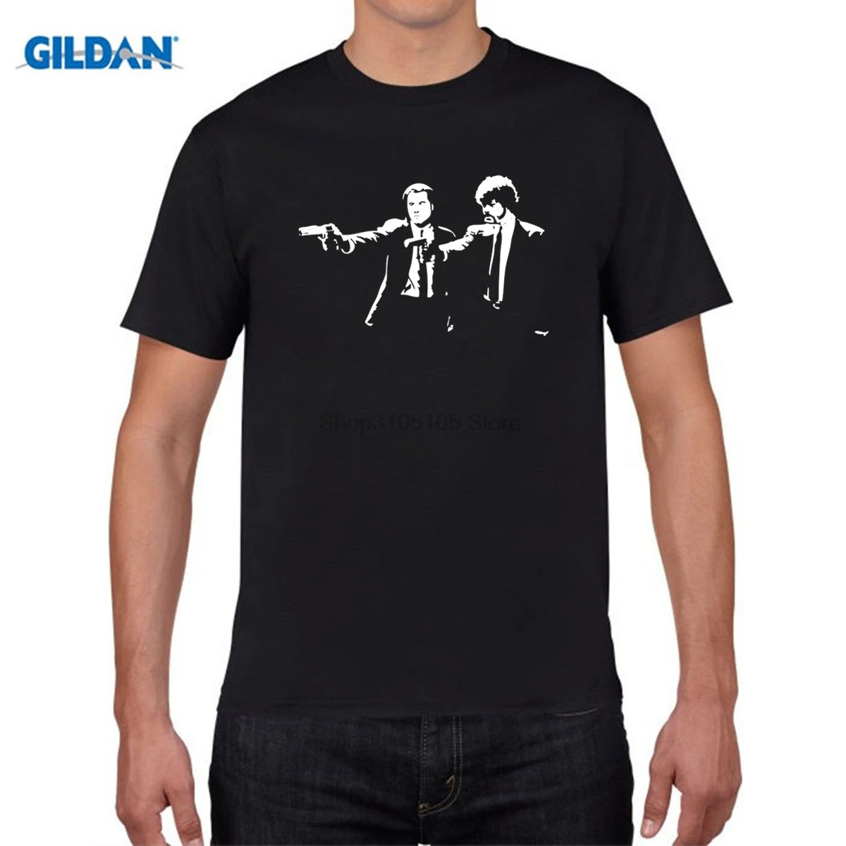 GILDAN Pulp Fiction Men T Shirt 100% Cotton Short Sleeve Round Neck Tshirt Boy Tops Promotion U2 T-shirt For Teenage | Мужская одежда