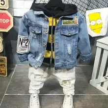 Детская одежда брендовый комплект одежды для маленьких мальчиков, весенне-осенние комплекты одежды для маленьких мальчиков джинсовая куртка для мальчиков+ толстовка+ штаны, комплекты из 3 предметов, От 2 до 6 лет