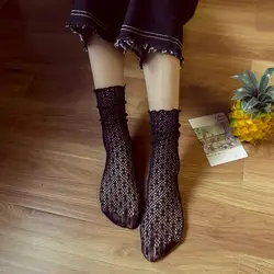 2018 женские носки в стиле «лолита» в стиле ретро с кружевами, короткие носки, Лидер продаж, чистый цвет, пэчворк, летняя одежда
