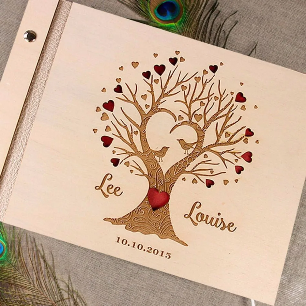 

WOODEN COVER RUSTIC LOVE TREE PERSONALIZED GUESTBOOK