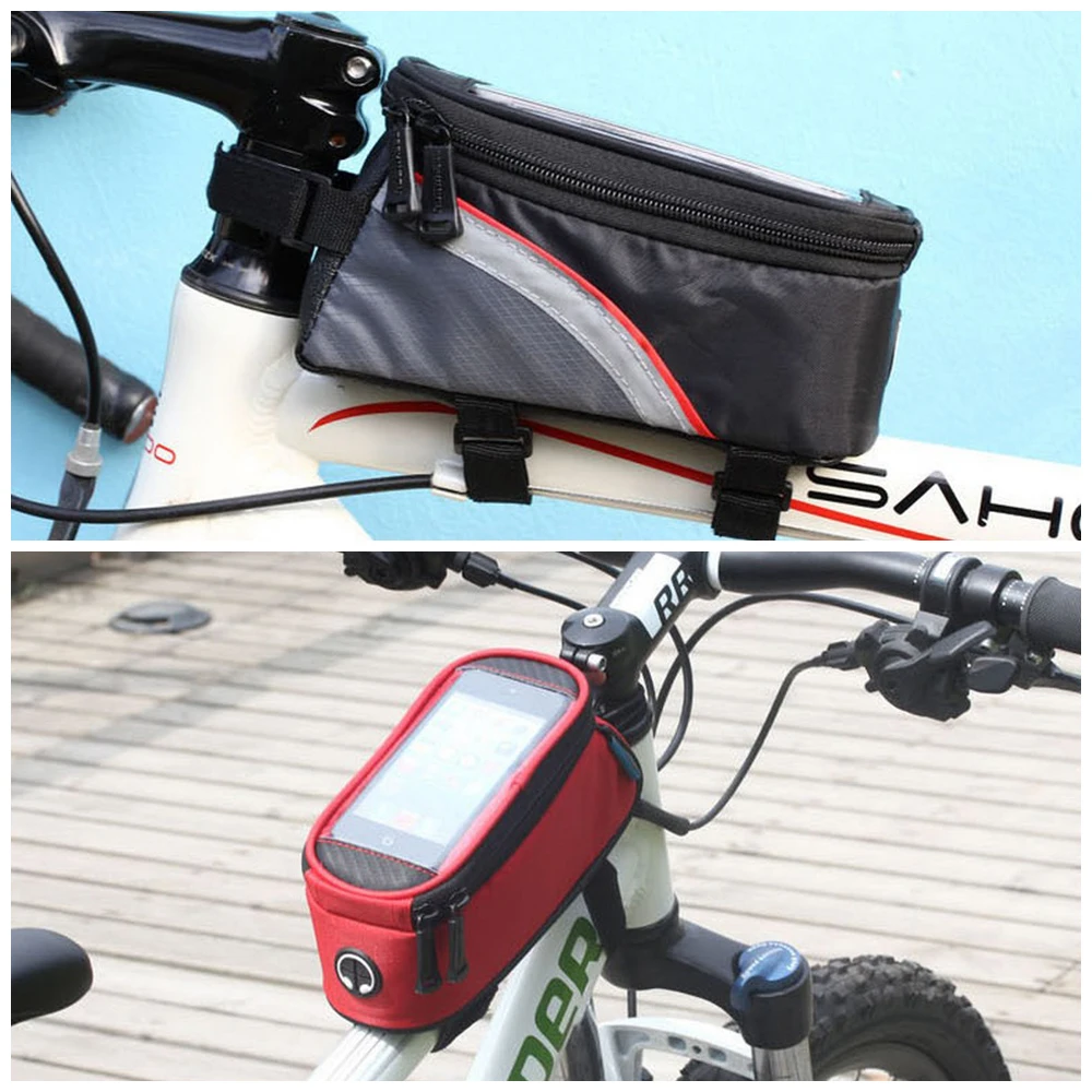 Perfect 1PC Bike Bag Bicycle Front Beam Riding Touch Screen Mobile Phone Bag Creative Practical Cycling Mobile Phone Package 5.5 Inch 3