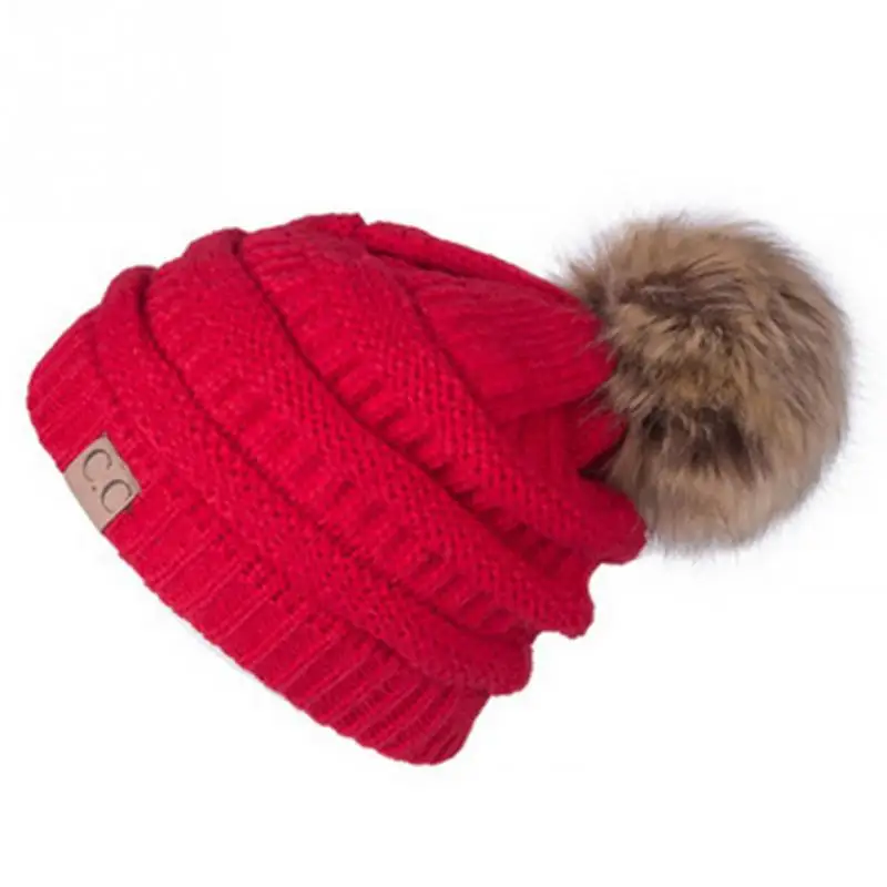 Для женщин мяч Кепки крючком вязать зимняя шапка шапочки Мода Повседневное милый