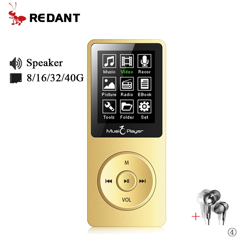 Mp3-плеер плеер с наушниками и Built-in динамиком радио FM USB без потерь HIFI Звук Walkman