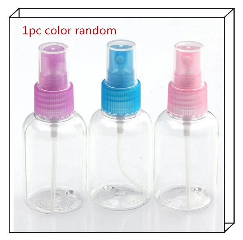 

1Pc 50ML Transparent Refillable Bottles Portable Plastic Perfume Hydrating Spray Clear Bottle Travel Makeup Tools Random Color